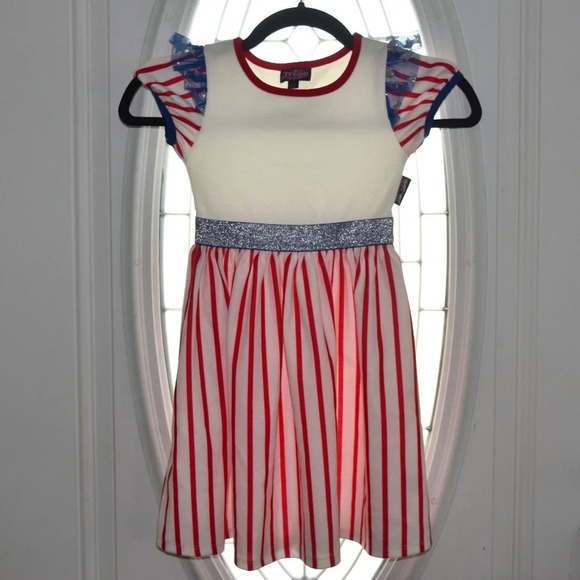 JOJO'S CLOSET Stars and Strips Americana Baseball Dress Size 4/5 - Picture 1 of 4